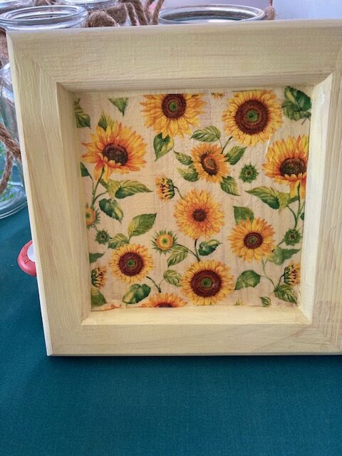 Houten kadertje Decoupage 'Zonnebloemen'